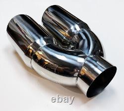 5 Dual 6 Diesel Exhaust Tip 5.00 Stainless Steel Polished Chrome Miter Stack