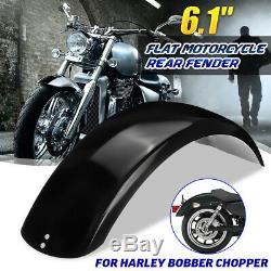 6.1'' Flat Motorcycle Rear Custom Steel Fender Black For Harley Bobber Chopper