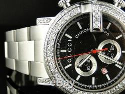 6 Ct New Custom G Watch Mens Diamond Gucci Ya101334 6 Ct Sides