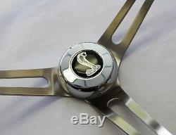 70-77 Mustang Torino Maverick 15 Wood Steering Wheel High Gloss Grip Cobra Cap