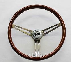 70-77 Mustang Torino Maverick 15 Wood Steering Wheel High Gloss Grip Cobra Cap