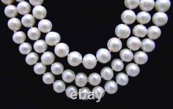 9-10mm Round Natural White Pearl Necklace for Women Jewelry Long Necklace 80'