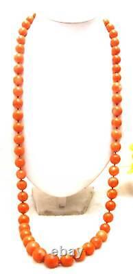 9-15mm Round Natural Orange Coral Necklace for Women Long Necklace 30 Jewelry