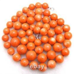 9-15mm Round Natural Orange Coral Necklace for Women Long Necklace 30 Jewelry