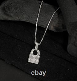 925 Solid Gold Diamond Pave Lock Pendant Necklace Designer Diamond Lock Gift