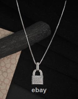 925 Solid Gold Diamond Pave Lock Pendant Necklace Designer Diamond Lock Gift