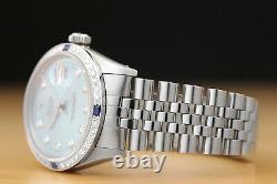 Authentic Mens Rolex Datejust Ice Blue Diamond 18k White Gold & Steel Watch