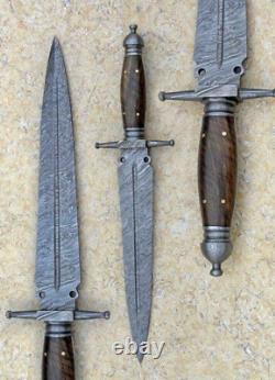 BEAUTIFUL CUSTOM HANDMADE 15'' DAMASCUS STEEL HUNTING DAGGER with SHEATH