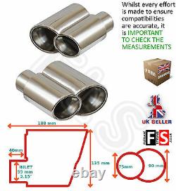 BMW 6 series E63 E64 Custom Stainless Steel Dual Tailpipes Trims Exhaust