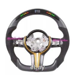 BMW X3 Carbon Fiber LED Steering Wheel Flat Bottom Racing Custom leather