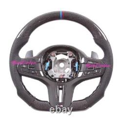BMW X5 Carbon Fiber Steering Wheel Flat Bottom Customized Leather