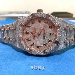 Beautifull VVS Natural Diamond Stainless Steel Full Iced Out Watch Two tone