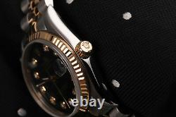 Black Color Dial Women's Rolex 31mm Datejust with Diamond Accent Fluted Bezel
