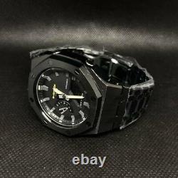 Black GA-2100 GA-2110 Stainless Steel Belt Metal Custom Dial Gshock Logo Yellow