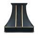 Black Mat Stainless Steel Custom Range Vent Hood kitchen Canopy with Brass Bands