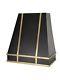 Black Stainless Steel Custom Range Vent Hood kitchen Canopy with Brass Bands