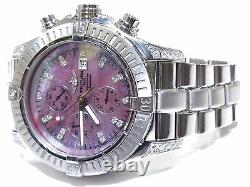 Breitling Super Avenger A13370 Custom Diamonds Steel Automatic Men's Watch
