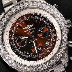 Breitling for Bentley Motors A25362 Bronze Dial SS Iced Out Diamond 48mm Watch