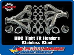 Cal Custom Big Block CHEV Tight Fit Headers Stainless Steel STD Deck BBC