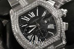 Cartier Roadster XL Chronograph Diamond SS 47mm Men's Watch Black Dial W62020X6