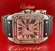 Cartier Santos 100 XL Mens Iced Out 4.5ct Genuine Diamonds Roman Rubber Ref 2656