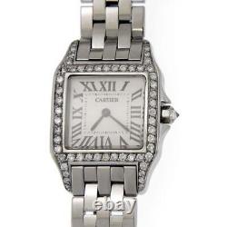 Cartier Santos Demoisel Diamond Bezel Stainless Steel Midsiz Quartz Wrist Watch