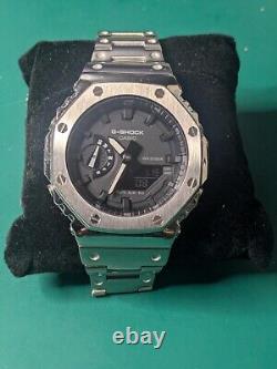 Casio G-Shock GA2100 Casioak Black Dial Stainless Steel Band Custom Mod