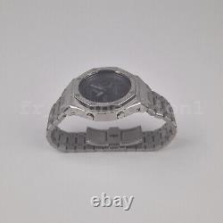 Casioak Custom Casio G-Shock GA-B2100-1A1 Frosted Silver Stainless Steel 44mm