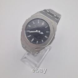 Casioak G Shock GA 2100 Custom Stainless Steel Silver Mod 44mm Watch