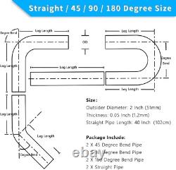 Custom 2 Inch Stainless Steel Exhaust Pipe Kit with Straight and Bend Options