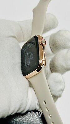 Custom 24K Rose Gold 41MM Apple Watch SERIES 8 Stainless Steel Sport Band