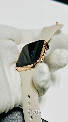 Custom 24K Rose Gold 41MM Apple Watch SERIES 8 Stainless Steel Sport Band