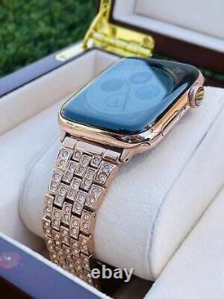 Custom 24K Rose Gold 45MM Apple Watch SERIES 7 Stainless Steel Rose Gold Band