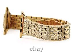 Custom 24k Gold Plated 42mm Apple Watch Stainless Steel Series 2 Rhinestone Band