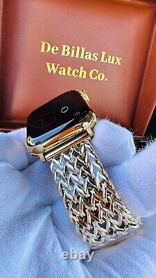 Custom 24k Gold Plated 45mm Apple Watch Stainless Steel Series 8 Chains Band