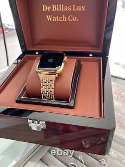Custom 24k Gold Plated 45mm Apple Watch Stainless Steel Series 8 Diamond Band