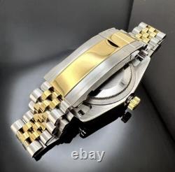 Custom 36mm Two Tone Gold DJ Champagne Dial Style Mod Watch with NH35 Automatic