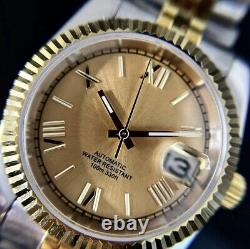 Custom 36mm Two Tone Gold DJ Champagne Dial Style Mod Watch with NH35 Automatic