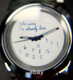 Custom 39mm Blue Who cares I'm already late Watch Mod No Date withNH35 Automatic