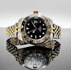 Custom 40mm GMT Style Two Tone Gold Mod Watch with NH34 Automatic Movement