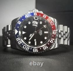 Custom 40mm Pepsi GMT Style Sub Mod Watch Jubilee with NH34 Automatic