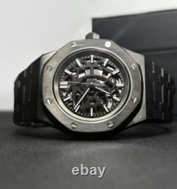 Custom 41mm Black RO Style Skeleton Mod Watch with NH70 Automatic Movement