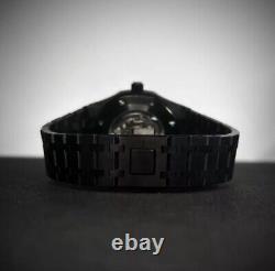 Custom 41mm Black RO Style Skeleton Mod Watch with NH70 Automatic Movement