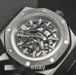 Custom 41mm Black RO Style Skeleton Mod Watch with NH70 Automatic Movement