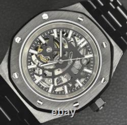 Custom 41mm Black RO Style Skeleton Mod Watch with NH70 Automatic Movement