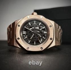 Custom 41mm Rose Gold RO Style Skeleton Mod with NH70 Automatic