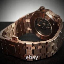 Custom 41mm Rose Gold RO Style Skeleton Mod with NH70 Automatic