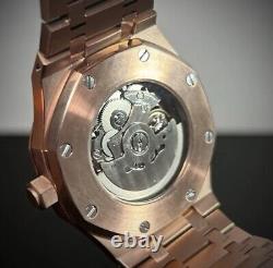 Custom 41mm Rose Gold RO Style Skeleton Mod with NH70 Automatic