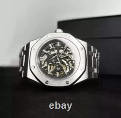 Custom 41mm Silver RO Style Skeleton Mod Watch with NH70 Automatic