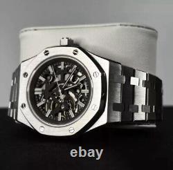 Custom 41mm Silver RO Style Skeleton Mod Watch with NH70 Automatic